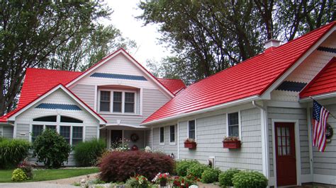 house with red metal roof|red roof house colour schemes.